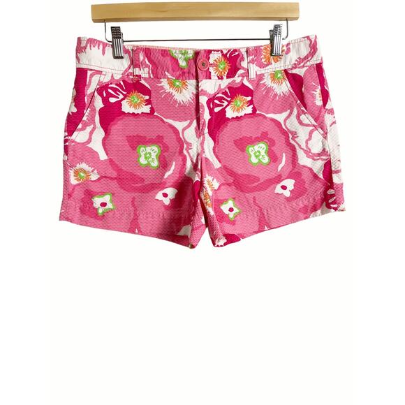 Lilly Pulitzer Callahan Pink Floral Print Mid Rise Casual Summer Shorts Size 6 - Picture 1 of 4
